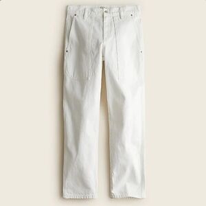 J crew high rise patch pocket straight leg jeans white
